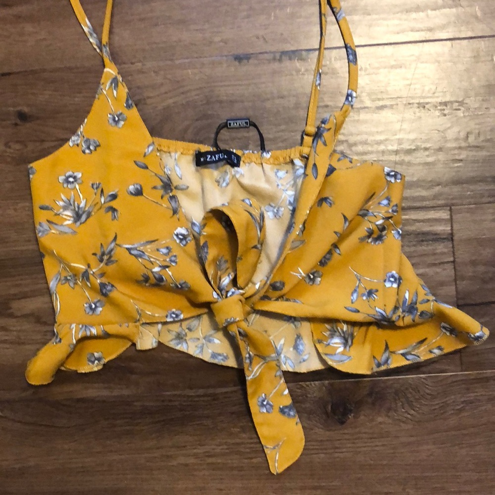 Yellow cropped tank top